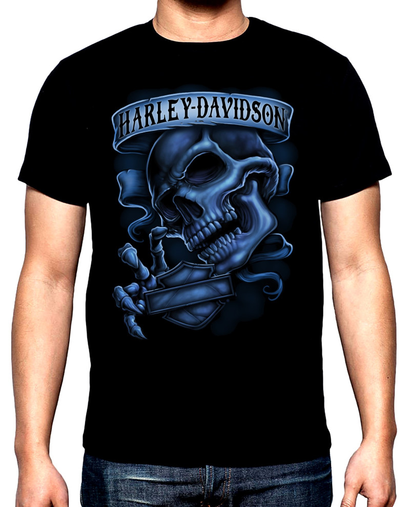 T-SHIRTS Harley Davidson, skull, men's  t-shirt, 100% cotton, S to 5XL